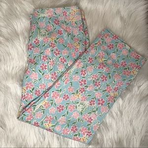 Vtg Lilly Pulitzer Wave Blue Speck cropped pants